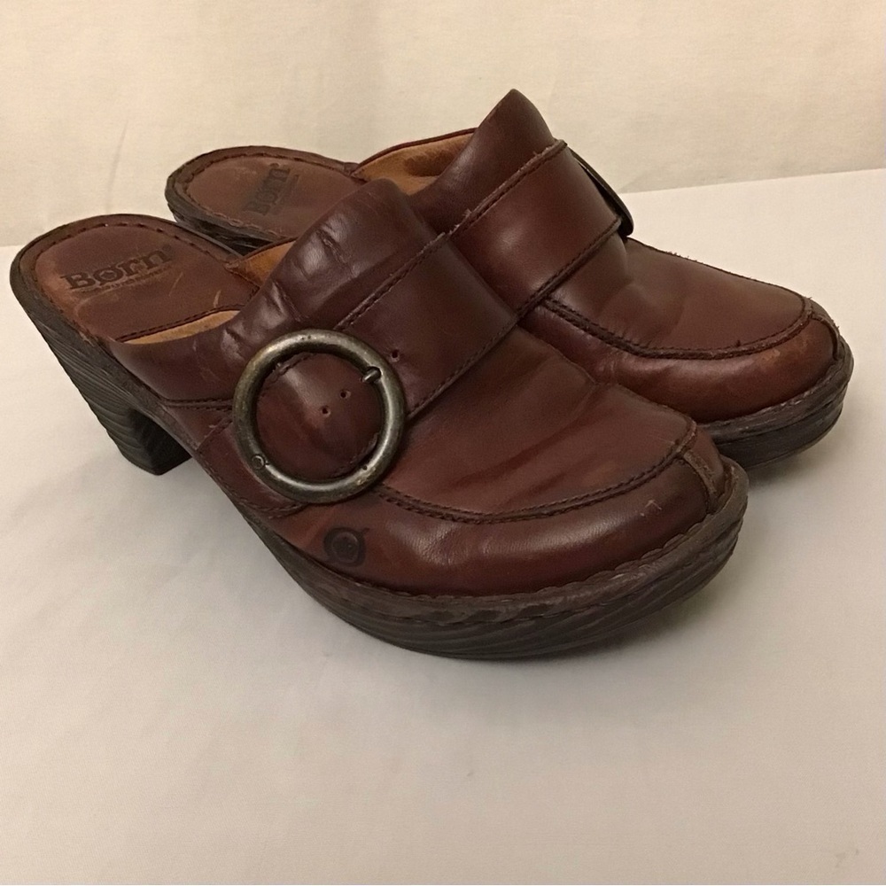 Born 7 Clogs Women’s Comfort Shoes Brown Distressed Leather Boho Platform - Picture 12 of 13